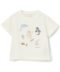 petit main / プティマイン Tシャツ | 【接触冷感】海のいきものアップリケ半袖Tシャツ