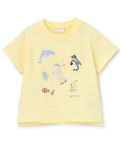 petit main / プティマイン Tシャツ | 【接触冷感】海のいきものアップリケ半袖Tシャツ