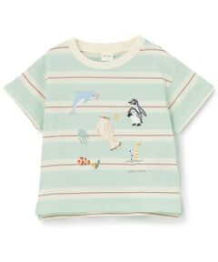 petit main / プティマイン Tシャツ | 【接触冷感】海のいきものアップリケ半袖Tシャツ