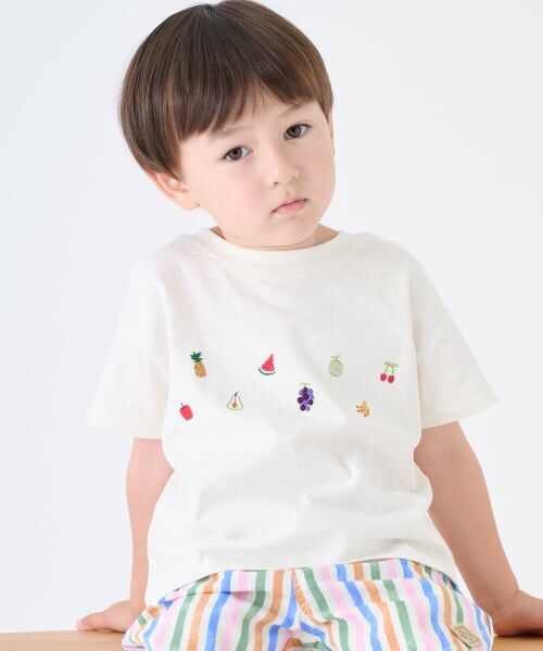 petit main / プティマイン Tシャツ | 【接触冷感】前後で着れる2WAY半袖Tシャツ(白)
