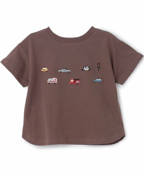 petit main / プティマイン Tシャツ | 【接触冷感】前後で着れる2WAY半袖Tシャツ(モカ)