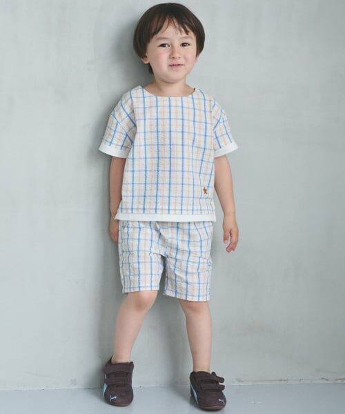 petit main / プティマイン その他トップス | 【藤本美貴コラボ】BOYSチェックセットアップ(ECRU(キナリ))