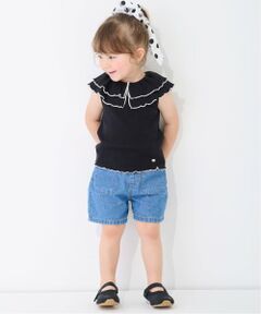 petit main / プティマイン ショート・ハーフ・半端丈パンツ | ウオッシュ加工ハートポケットショートパンツ