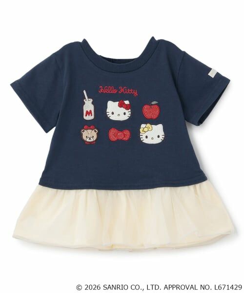 petit main / プティマイン Tシャツ | 【サンリオキャラクターズ/冷感】チュールドッキング半袖Tシャツ（紺）