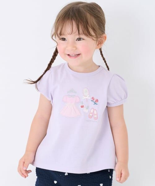 petit main / プティマイン Tシャツ | 【接触冷感】なつのおめかし半袖T(ラベンダー)