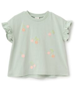 petit main / プティマイン Tシャツ | 【接触冷感】袖フリル刺しゅう半袖Tシャツ