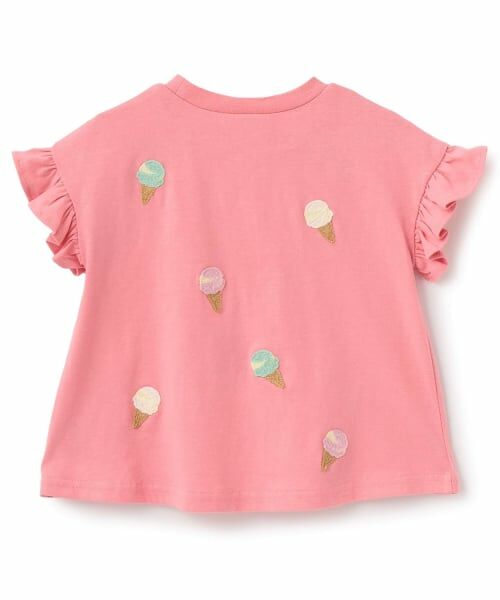 petit main / プティマイン Tシャツ | 【接触冷感】袖フリル刺しゅう半袖Tシャツ | 詳細1