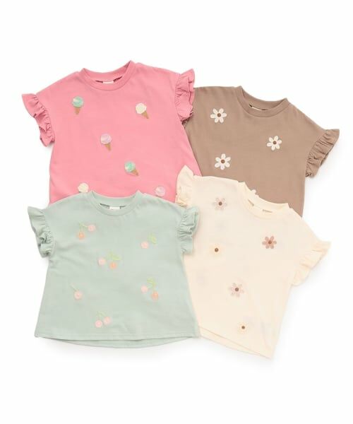petit main / プティマイン Tシャツ | 【接触冷感】袖フリル刺しゅう半袖Tシャツ | 詳細14