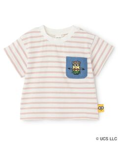 petit main / プティマイン Tシャツ | 【ミニオン】夏あそびスラブボーダー半袖Tシャツ