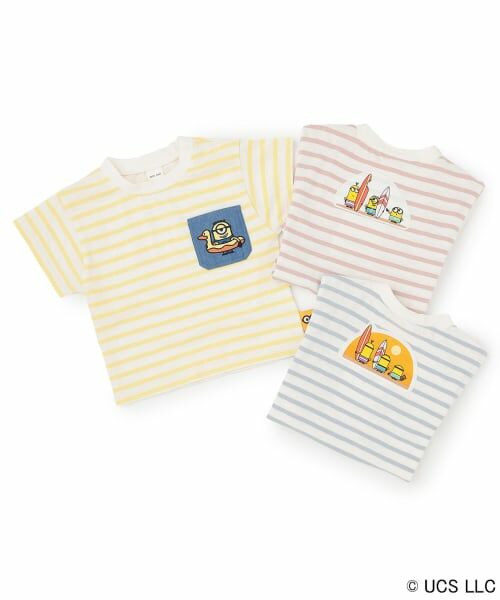 petit main / プティマイン Tシャツ | 【ミニオン】夏あそびスラブボーダー半袖Tシャツ | 詳細7