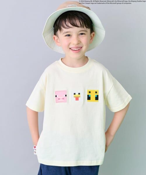 petit main / プティマイン Tシャツ | 【MINECRAFT】アップリケ半袖Tシャツ（オフ ホワイト）