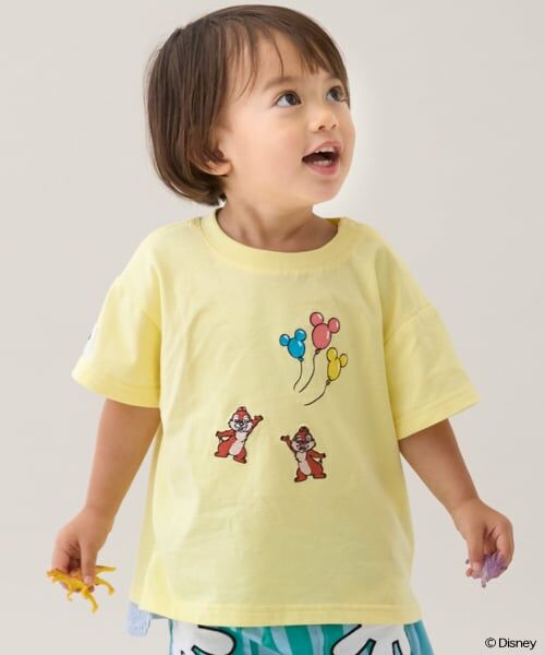 petit main / プティマイン Tシャツ | 【Disney】アソートアップリケ半袖Tシャツ(レモン イエロー)