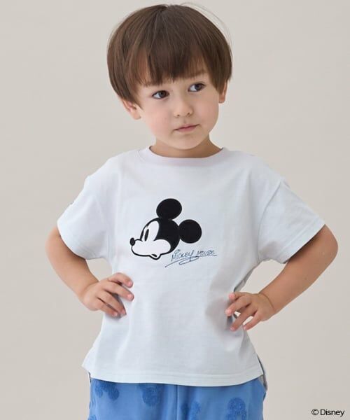 petit main / プティマイン Tシャツ | 【Disney】アソートアップリケ半袖Tシャツ(ライト ブルー)