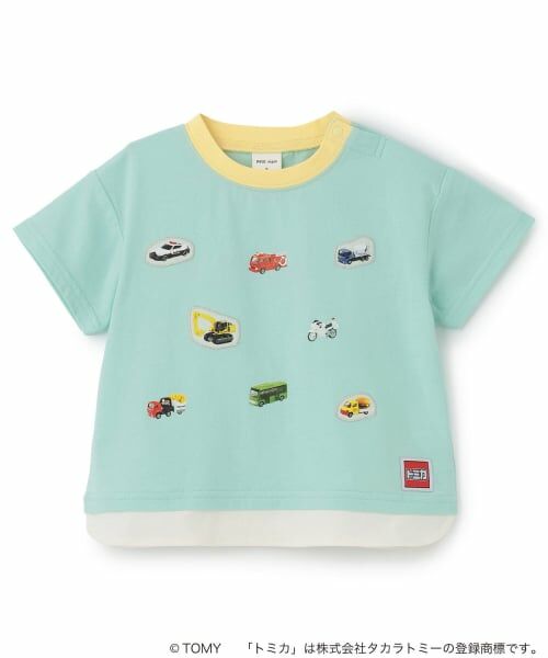 petit main / プティマイン Tシャツ | 【TOMICA】裾重ね着半袖Tシャツ（ミント）