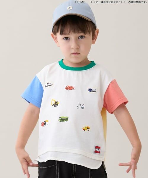 petit main / プティマイン Tシャツ | 【TOMICA】裾重ね着半袖Tシャツ（マルチ）