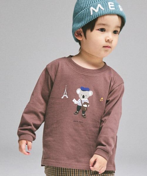 petit main / プティマイン Tシャツ | 【WEB別注カラーあり】【プティプラ】BOYS長袖Tシャツ(モカ茶)