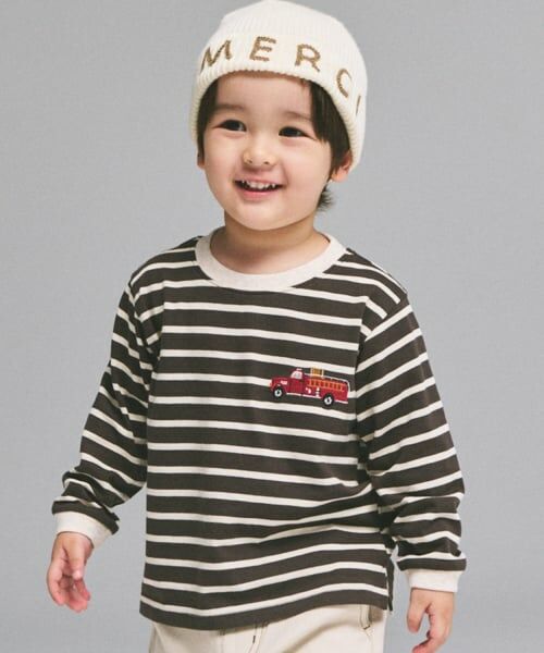 petit main / プティマイン Tシャツ | 【WEB別注カラーあり】【プティプラ】BOYS長袖Tシャツ(コゲ茶)