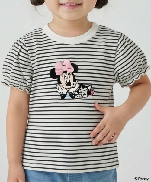 petit main / プティマイン Tシャツ | 【Disney】グラフィックメロー半袖Tシャツ(ボーダー)
