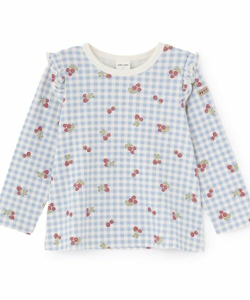petit main / プティマイン Tシャツ | 【プティプラ】GIRLS長袖Tシャツ(ライト ブルー)