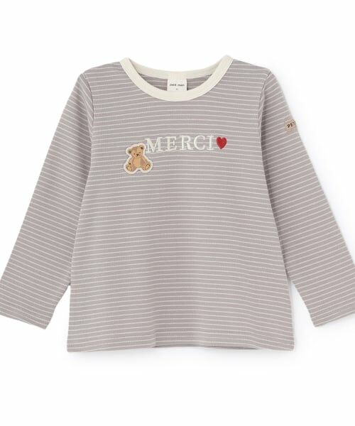petit main / プティマイン Tシャツ | 【プティプラ】GIRLS長袖Tシャツ(ライト グレー)