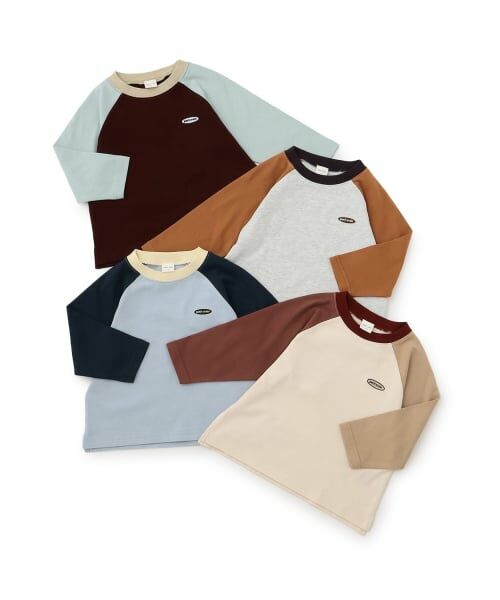 petit main / プティマイン Tシャツ | 【予約商品】【防汚加工】配色ラグラン長袖Tシャツ | 詳細12