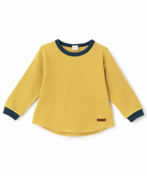 petit main / プティマイン Tシャツ | 【防汚加工】ワッフル長袖Tシャツ(黄)