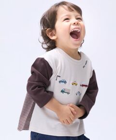 petit main / プティマイン Tシャツ | 【予約商品】働くクルマ刺しゅう長袖Tシャツ