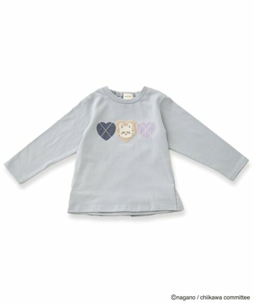 petit main / プティマイン Tシャツ | 【アニメちいかわ】アーガイル長袖Tシャツ（サックス）