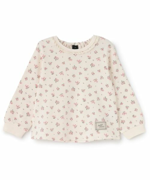 petit main / プティマイン Tシャツ | 【オーガニック】ワッフル長袖T(アイボリー)