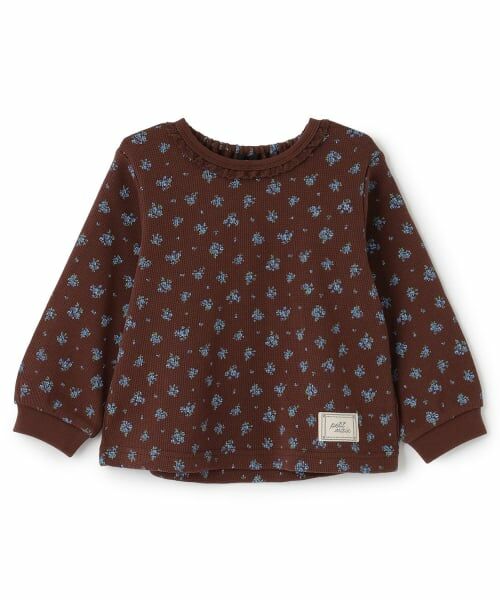 petit main / プティマイン Tシャツ | 【オーガニック】ワッフル長袖T(茶)