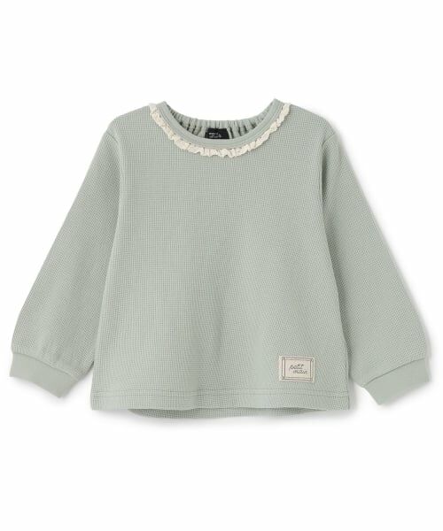 petit main / プティマイン Tシャツ | 【オーガニック】ワッフル長袖T(モス グリーン)