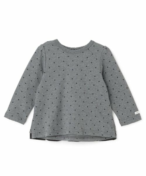 petit main / プティマイン Tシャツ | 【オーガニック】ペプラム長袖T(グレー)