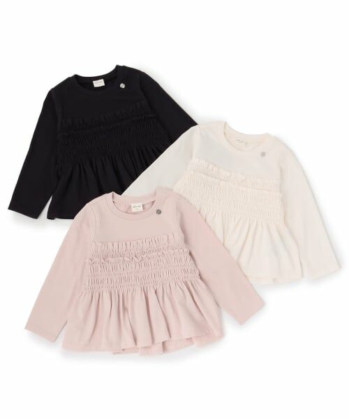 petit main / プティマイン Tシャツ | 【リンク】シャーリングペプラム長袖Tシャツ | 詳細10