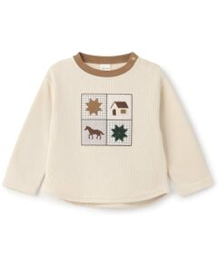 petit main / プティマイン Tシャツ | 【予約商品】パッチワーク長袖Tシャツ