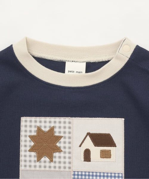 petit main / プティマイン Tシャツ | 【予約商品】パッチワーク長袖Tシャツ | 詳細2