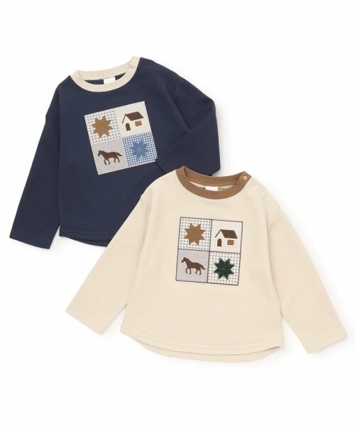 petit main / プティマイン Tシャツ | 【予約商品】パッチワーク長袖Tシャツ | 詳細6