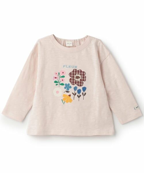 petit main / プティマイン Tシャツ | 【予約商品】へんてこなかま長袖Tシャツ(ライト ピンク)