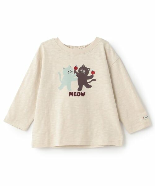 petit main / プティマイン Tシャツ | 【予約商品】へんてこなかま長袖Tシャツ(ベージュ)