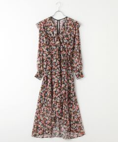 Sadie Floral Chiffon V-Neck Midi Dress