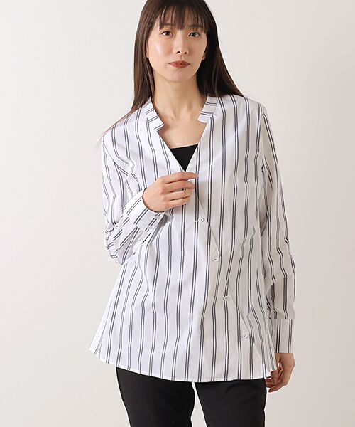 Phase Eight/フェイズエイト Ashlyn Asymmetric Stripe Shirt ホワイト UK10(11号) Phase Eight/フェイズエイト Ashlyn Asymmetric Stripe Shirt ホワイト UK10(11号)
