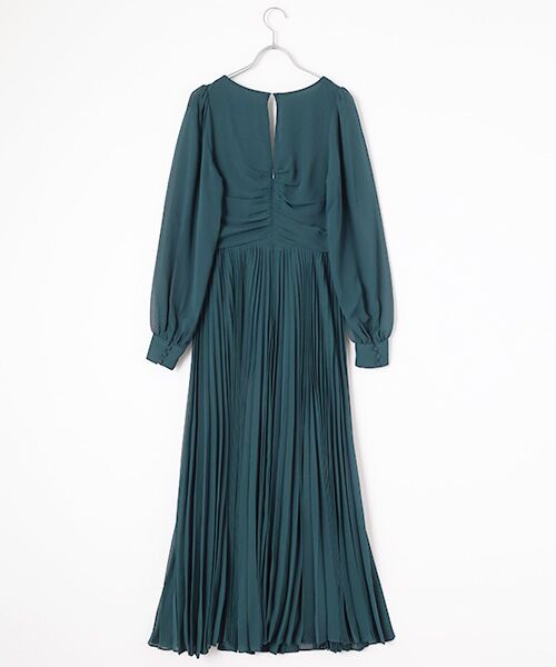 Phase Eight / フェイズエイト ロング・マキシ丈ワンピース | Kindra Teal Chiffon Pleated Midi Dress | 詳細1