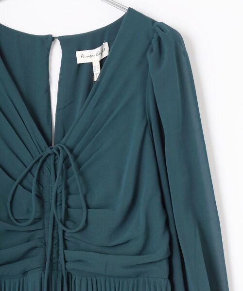 Phase Eight / フェイズエイト ロング・マキシ丈ワンピース | Kindra Teal Chiffon Pleated Midi Dress | 詳細2