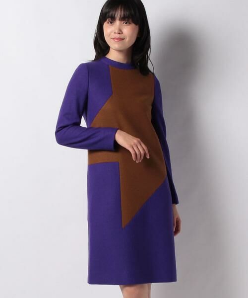 セール ウールミルド バイカラーストレートラインワンピース ミニ丈 ひざ丈ワンピース Pierre Cardin ピエール カルダン ファッション通販 タカシマヤファッションスクエア