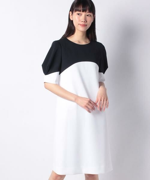 セール レーヨンポリエステルポンチ バイカラーワンピース ミニ丈 ひざ丈ワンピース Pierre Cardin ピエール カルダン ファッション通販 タカシマヤファッションスクエア