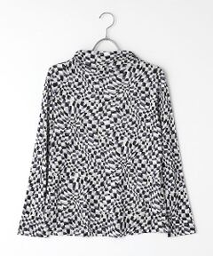 pierre cardin signe (大きいサイズ) / ピエール・カルダン シーニュ (オオキイサイズ) カットソー | リヨセルシルク幾何柄ＰＴボトルネックカットソー