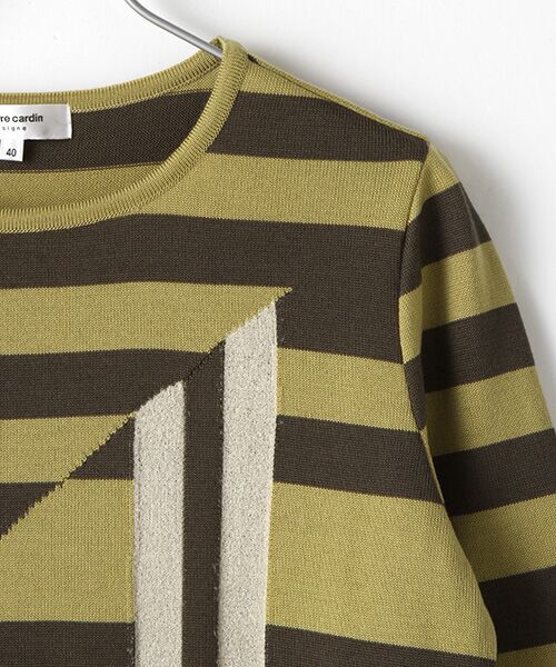 pierre cardin signe (大きいサイズ) / ピエール・カルダン シーニュ (オオキイサイズ) ニット・セーター | ストライプフラワーインターシャPO | 詳細4