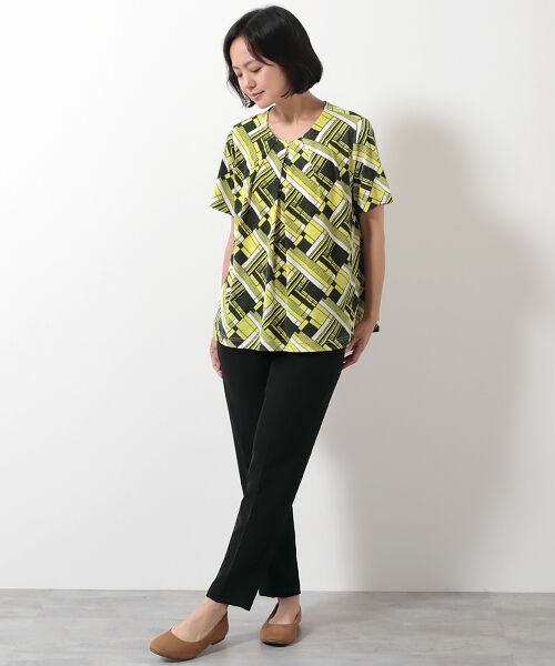 pierre cardin signe (大きいサイズ) / ピエール・カルダン シーニュ (オオキイサイズ) カットソー | ブルガリ天竺幾何Pt | 詳細8