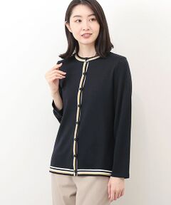 pierre cardin signe / ピエール・カルダン シーニュ カーディガン・ボレロ | ライン配色カーディガン