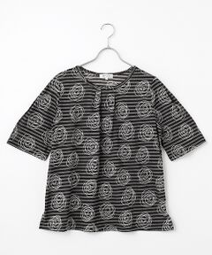 pierre cardin signe / ピエール・カルダン シーニュ カットソー | ボーダー天竺花柄カットソー