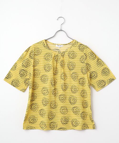 pierre cardin signe / ピエール・カルダン シーニュ カットソー | ボーダー天竺花柄カットソー（カラシ）